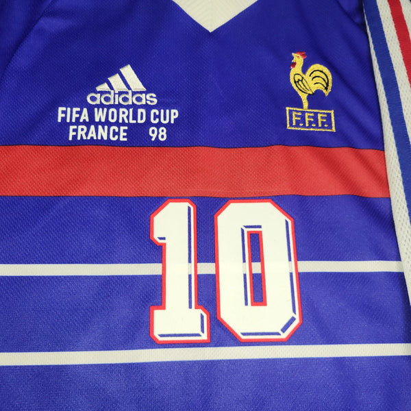 Zidane France 1998 WORLD CUP FINAL Home Soccer Jersey Shirt L Adidas