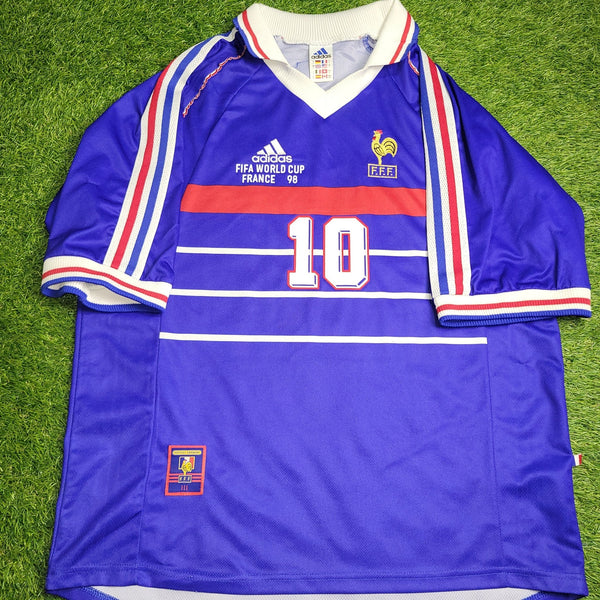 Zidane France 1998 WORLD CUP FINAL Home Soccer Jersey Shirt L Adidas