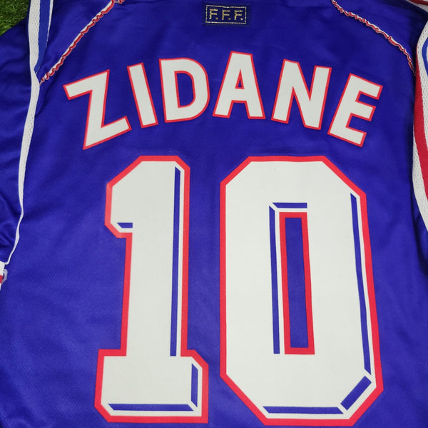 Zidane France 1998 WORLD CUP FINAL Home Soccer Jersey Shirt L Adidas