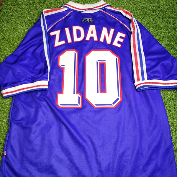 Zidane France 1998 WORLD CUP FINAL Home Soccer Jersey Shirt XL Adidas