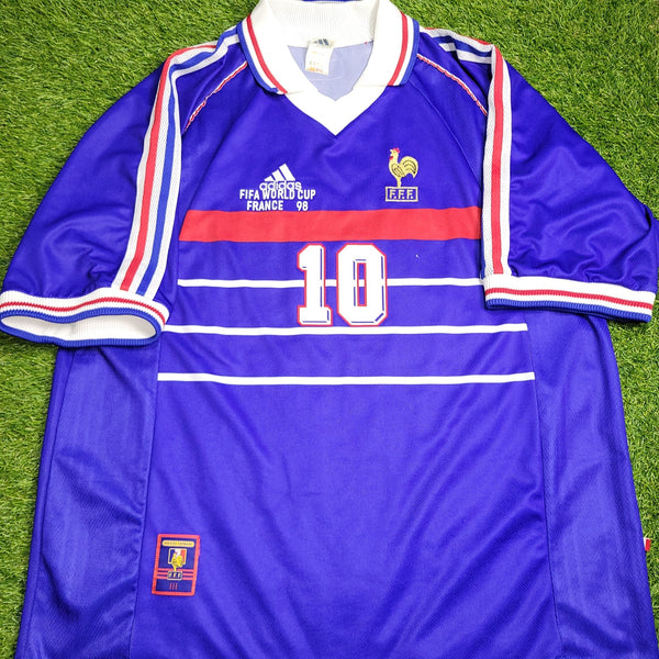 Zidane France 1998 WORLD CUP FINAL Home Soccer Jersey Shirt XL Adidas