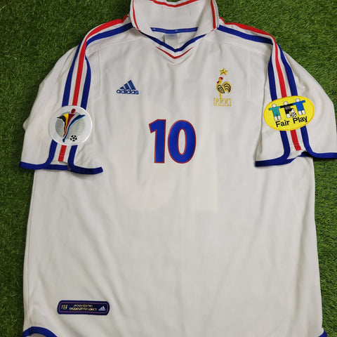 Zidane France 2000 EURO CUP Away Soccer Jersey L Adidas