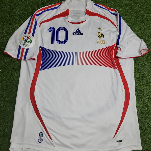 Zidane France 2006 WORLD CUP FINAL Away Soccer Jersey Shirt L SKU# 740125 AZB001 Adidas