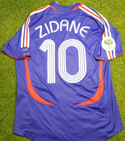 Zidane France 2006 WORLD CUP Home Soccer Jersey Shirt L SKU# 740126 AZB001 Adidas