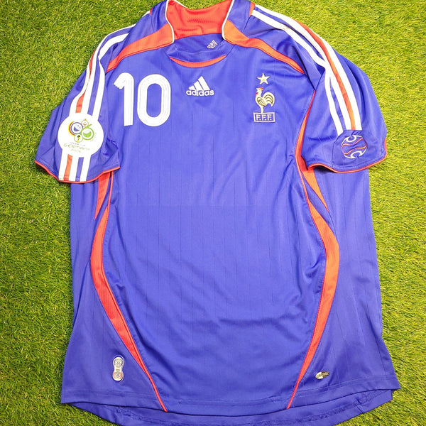 Zidane France 2006 WORLD CUP Home Soccer Jersey Shirt L SKU# 740126 AZB001 Adidas