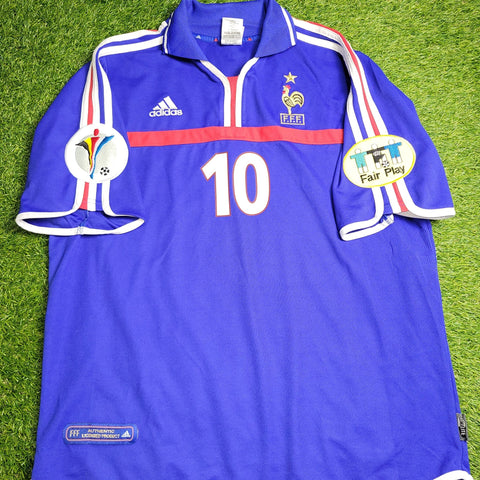 Zidane France Adidas 2000 EURO CUP Home Soccer Jersey Shirt L SKU# 647194 Adidas