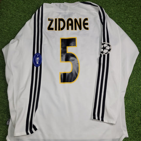 Zidane Real Madrid 2003 2004 UEFA Long Sleeve Soccer Jersey Shirt M SKU# 913869 ASR001 Adidas