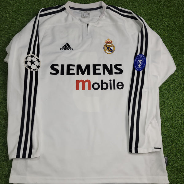 Zidane Real Madrid 2003 2004 UEFA Long Sleeve Soccer Jersey Shirt M SKU# 913869 ASR001 Adidas