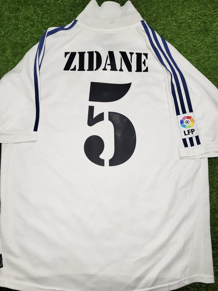 Zidane Real Madrid DEBUT SEASON 2001 2002 Home Soccer Jersey Shirt L Adidas