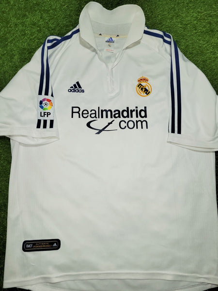 Zidane Real Madrid DEBUT SEASON 2001 2002 Home Soccer Jersey Shirt L Adidas