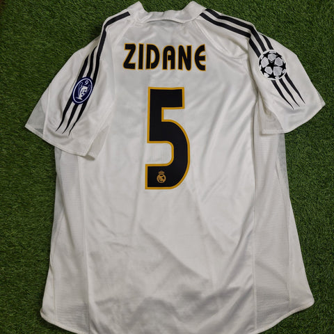 Zidane Real Madrid PLAYER ISSUE UEFA 2004 2005 Soccer Jersey Shirt L SKU# 367843 AJF001 Adidas