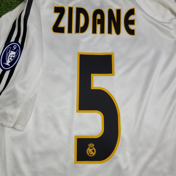 Zidane Real Madrid PLAYER ISSUE UEFA 2004 2005 Soccer Jersey Shirt L SKU# 367843 AJF001 Adidas