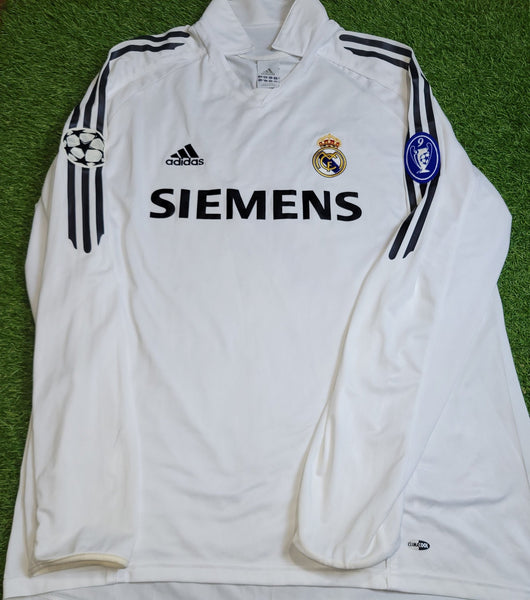 Zidane Real Madrid UEFA 2005 2006 Long Sleeve Soccer Jersey Shirt XL SKU# 109871 APU002 Adidas