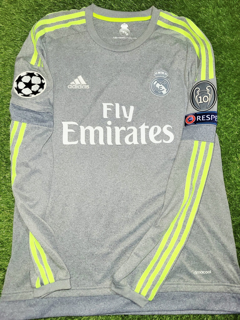 Cristiano Ronaldo Real Madrid 2015 2016 Grey Away Long Sleeve Jersey  Camiseta Shirt M SKU# S12686
