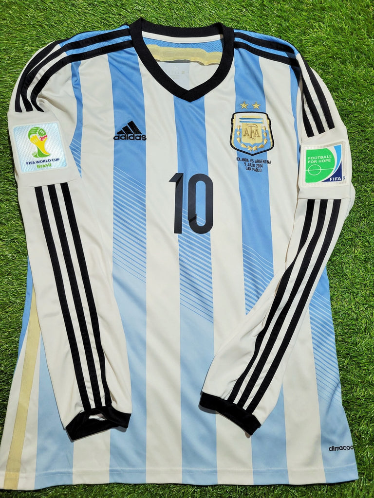 Messi Argentina 2014 WORLD CUP SEMIFINAL Long Sleeve Soccer Jersey
