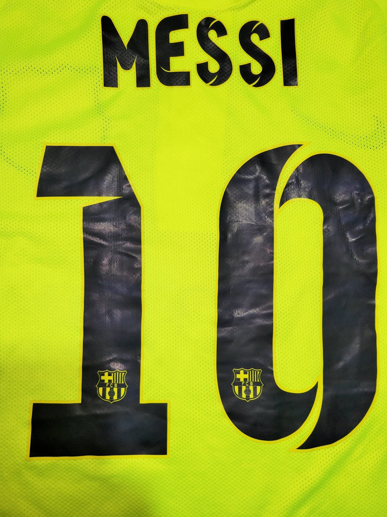 foreversoccerjerseys Messi Barcelona 2014 2015 Treble Season UEFA Player Issue Third Soccer Jersey Shirt M SKU#631132-711