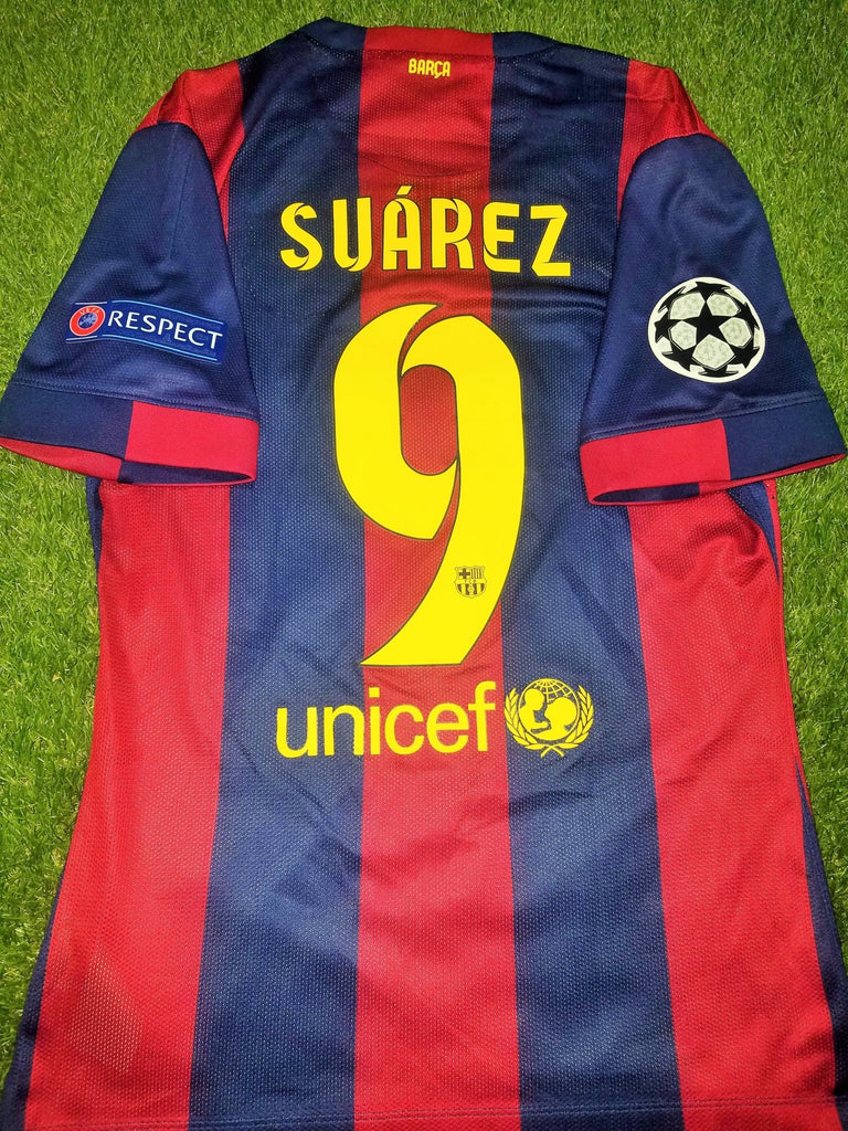 Suarez Barcelona UEFA FINAL TREBLE 2014 2015 PLAYER ISSUE Jersey Shirt  Camiseta M SKU# 605328-422