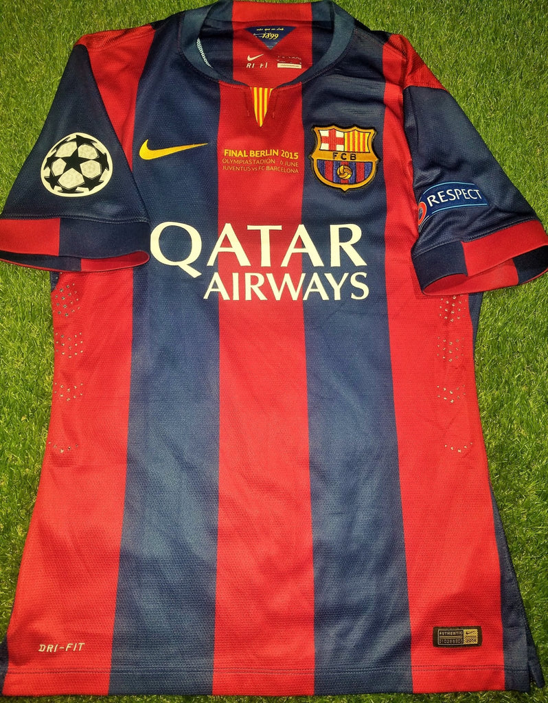 foreversoccerjerseys Suarez Barcelona UEFA Final Treble 2014 2015 Player Issue Jersey Shirt Camiseta M SKU#605328-422