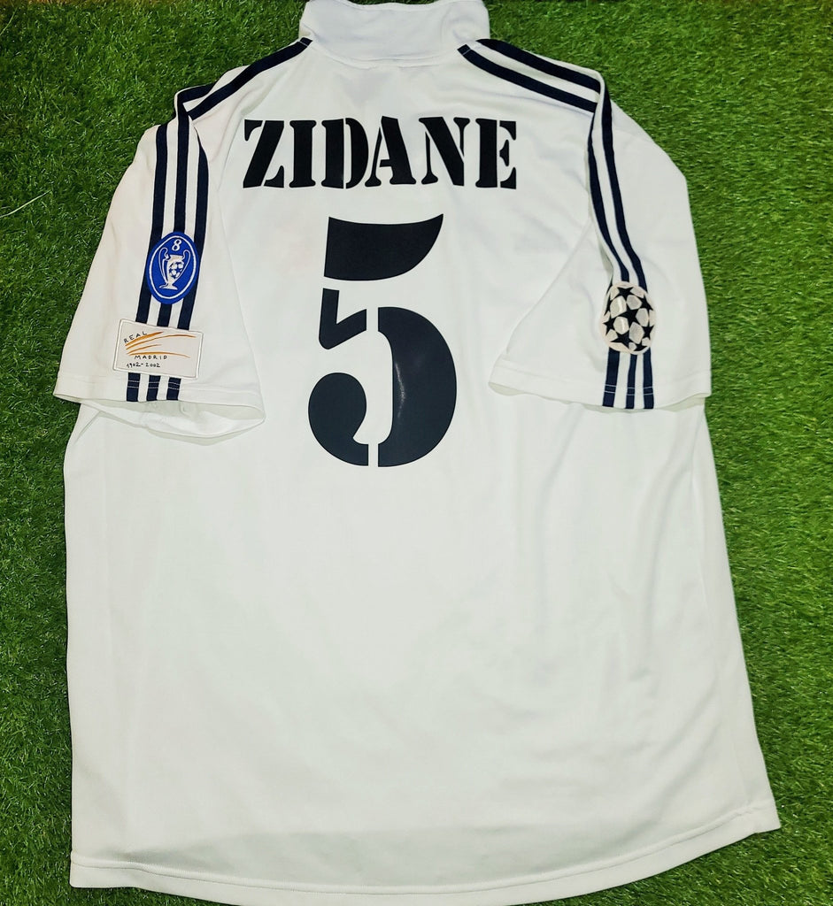 Beenmerg tijger Negende Zidane Real Madrid Centenary 2001 2002 UEFA Jersey Shirt Maillot XL SK –  foreversoccerjerseys